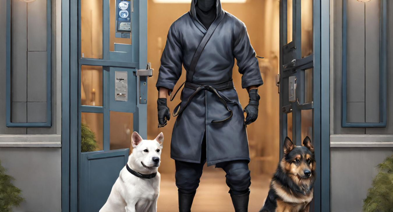 A ninja vet blocking access