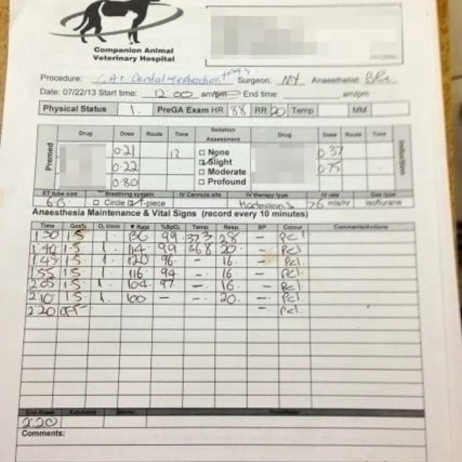 anaesthetic record
